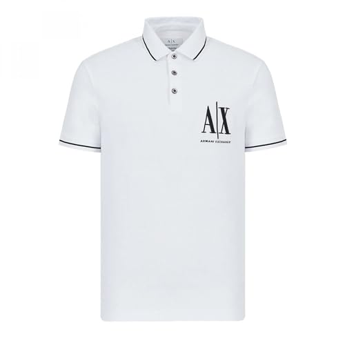 Armani Exchange Mens Maxi Embroidered Logo, Regular Fit Polohemd, White, Extra Large von Armani Exchange