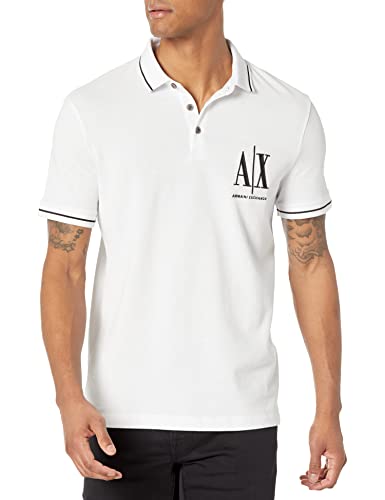 Armani Exchange Mens Maxi Embroidered Logo, Regular Fit Polohemd, White, XXL von Armani Exchange