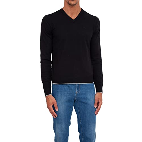 Armani Exchange Mens V-Neck, Embroidered Front Logo Pullover, Black, Extra Large von Armani Exchange