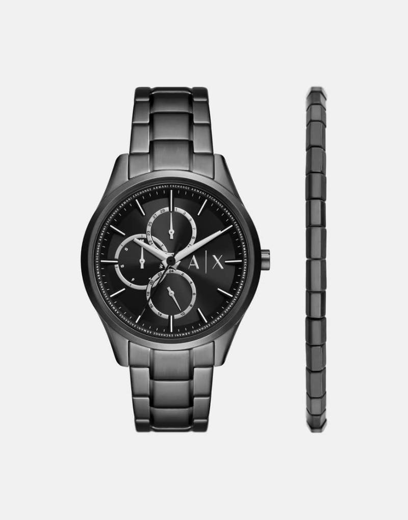 Armani Exchange - Multifunction - Set aus Edelstahl in Schwarz aus Uhr und Armband von Armani Exchange