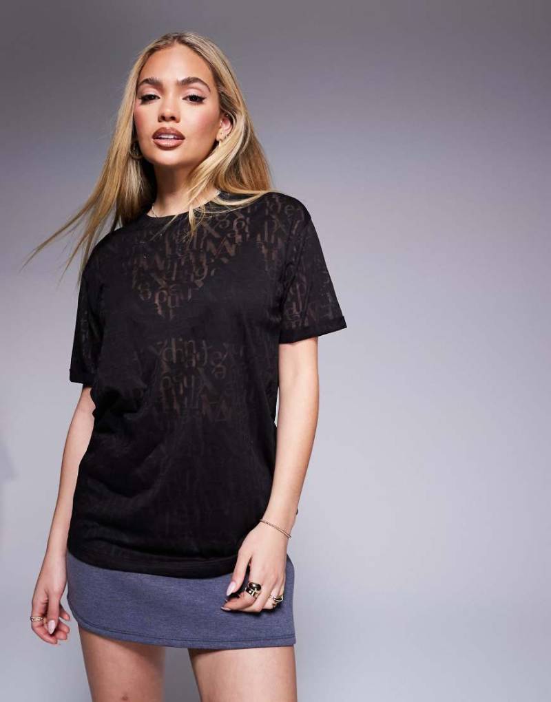 Armani Exchange - Netzstoff-T-Shirt in Schwarz mit Logoprint von Armani Exchange