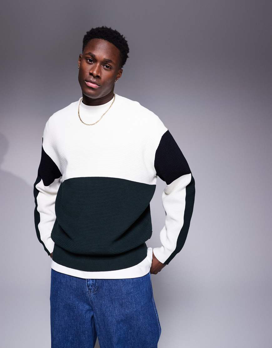 Armani Exchange - Strickpullover mit Blockfarbendesign in Weiß und Marineblau von Armani Exchange