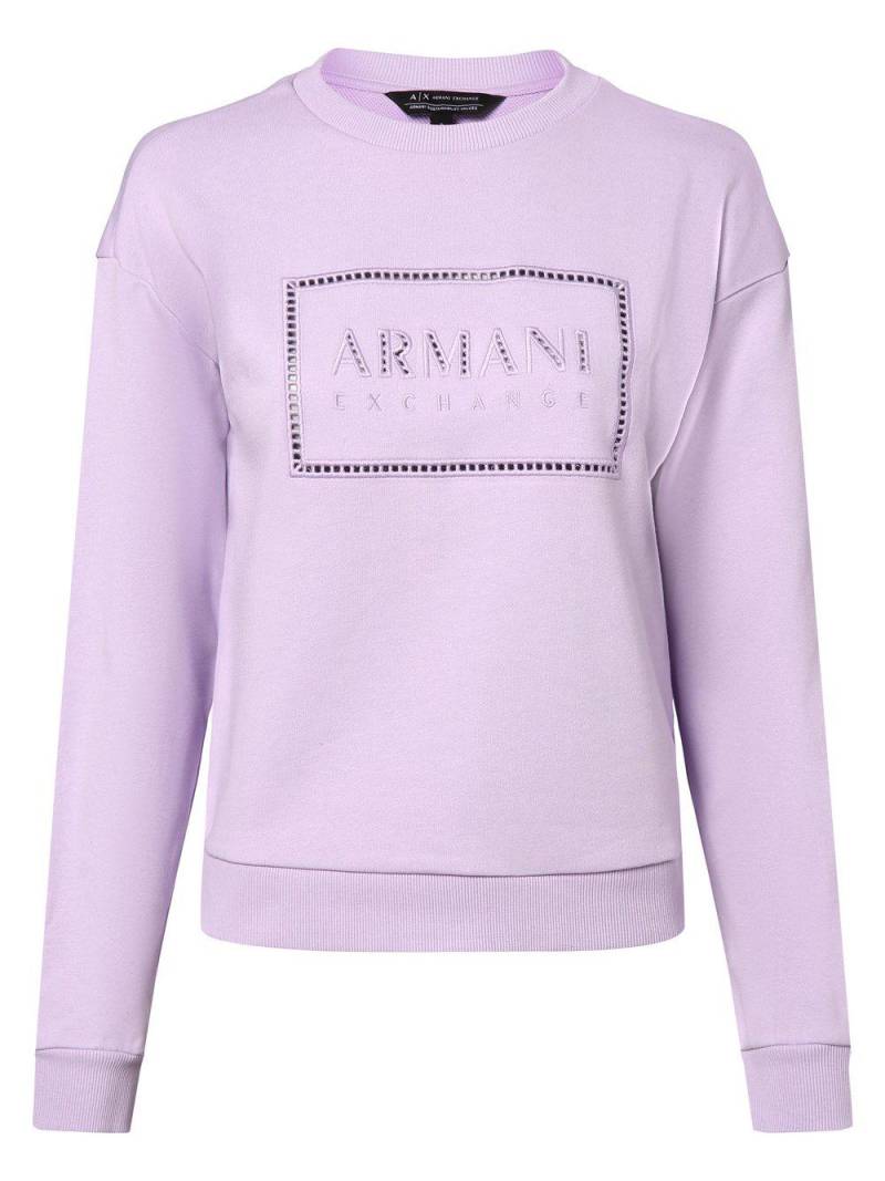 Armani Exchange Sweatshirt Damen Baumwolle Rundhals, flieder von Armani Exchange