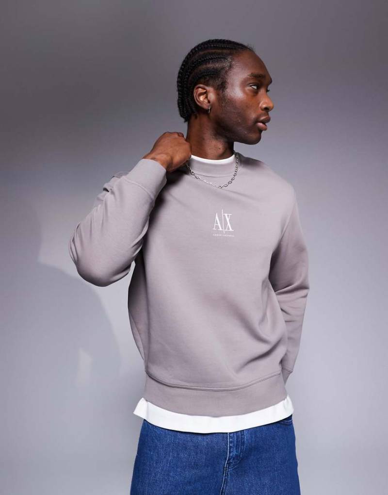Armani Exchange - Sweatshirt in Braun mit mittigem Logo von Armani Exchange