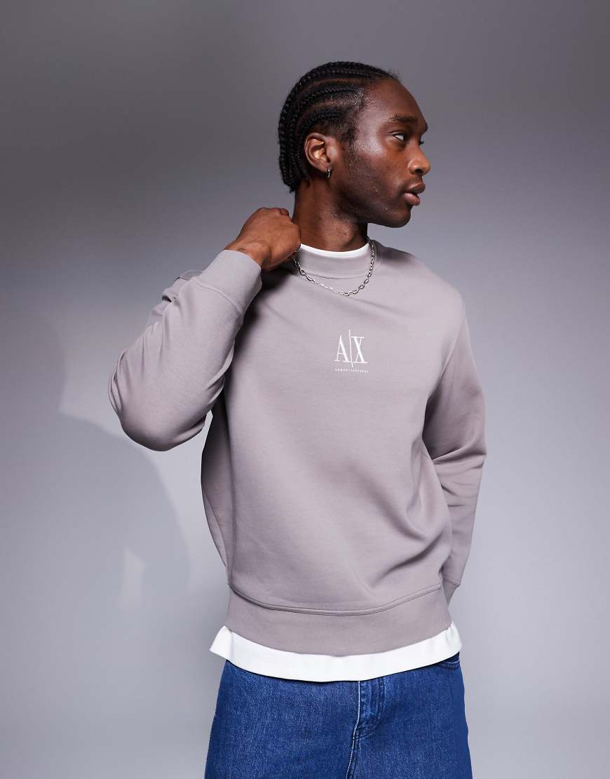 Armani Exchange - Sweatshirt in Braun mit mittigem Logo von Armani Exchange