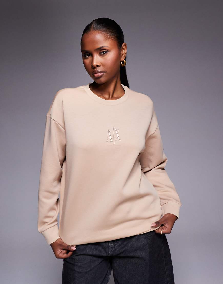 Armani Exchange - Sweatshirt in Hellbraun mit mittigem Logo-Brown von Armani Exchange