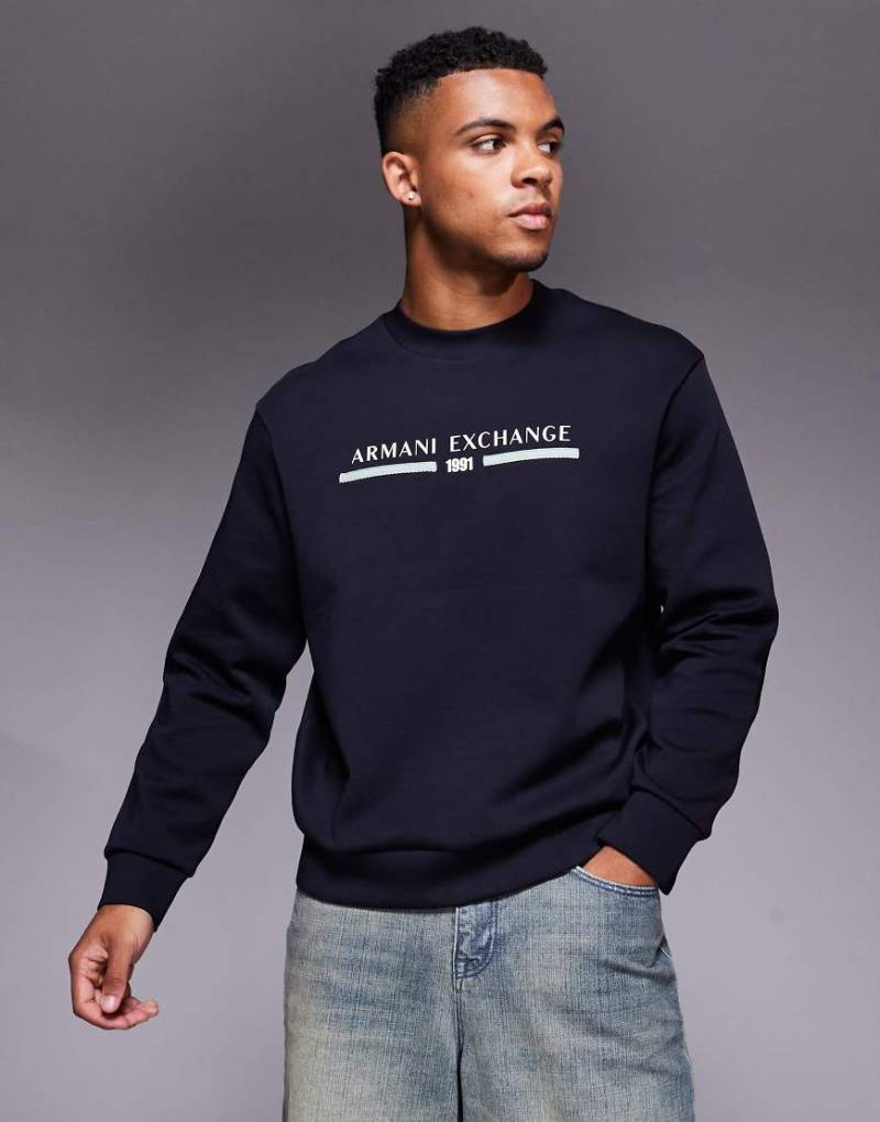 Armani Exchange - Sweatshirt in Marineblau mit mittigem Logo von Armani Exchange