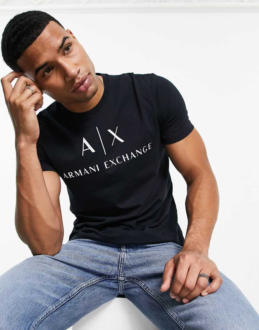 Armani Exchange - T-Shirt in Marineblau mit Logo von Armani Exchange