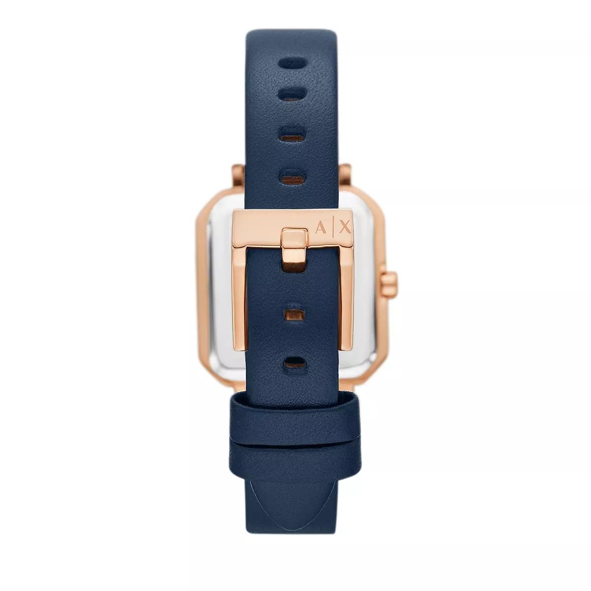 Armani Exchange Uhr - Armani Exchange Three-Hand Blue Leather Watch - Gr. unisize - in Gold - für Damen von Armani Exchange