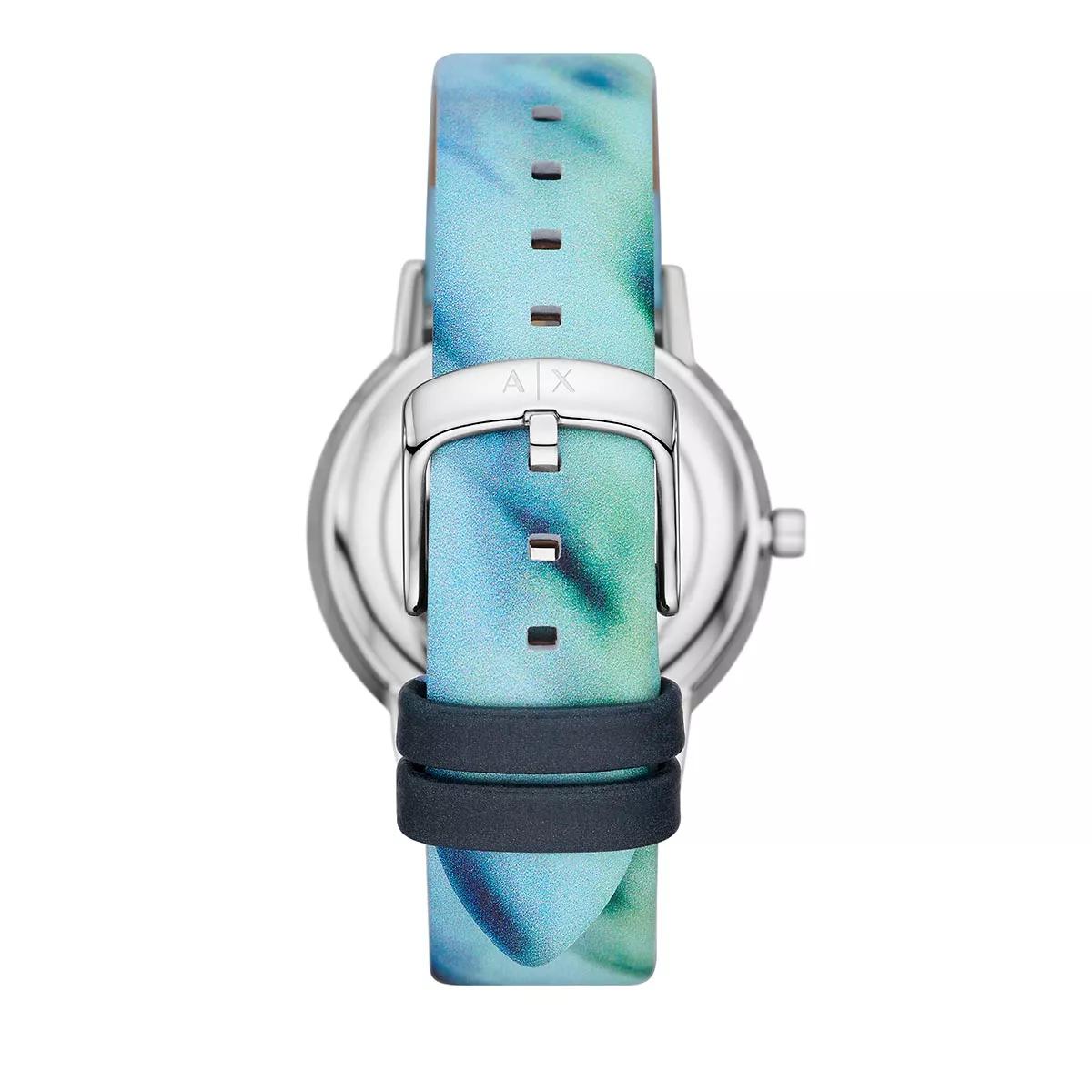 Armani Exchange Uhr - Armani Exchange Three-Hand Blue Leather Watch - Gr. unisize - in Silber - für Damen von Armani Exchange