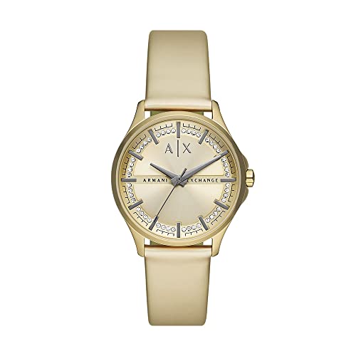 Armani Exchange Uhr für Damen , QuarzDreizeigerwerk, 36MM GoldEdelstahlgehäuse mit einem PolyurethanArmband, AX5271 von Armani Exchange