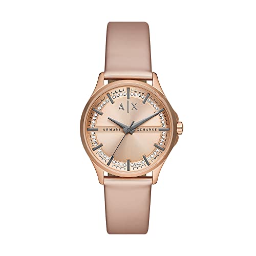 Armani Exchange Uhr für Damen , QuarzDreizeigerwerk, 36MM Rose Gold Edelstahlgehäuse mit PolyurethanArmband, AX5272 von Armani Exchange