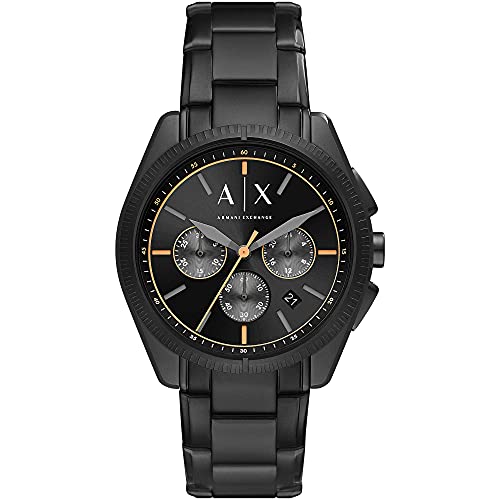 Armani Exchange Uhr für Herren, Chronographenwerk, 43mm Schwarzes Edelstahlgehäuse mit Edelstahlarmband, AX2852 von Armani Exchange