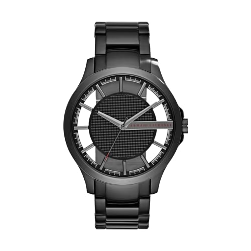 Armani Exchange Uhr für Herren , Dreizeigeruhrwerk, 46 mm schwarzes Edelstahlgehäuse mit Edelstahlarmband, AX2189 von Armani Exchange