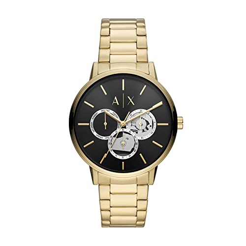 Armani Exchange Uhr für Herren , Quarzwerk, 42MM Gold Edelstahlgehäuse mit Edelstahlarmband, AX2747 von Armani Exchange