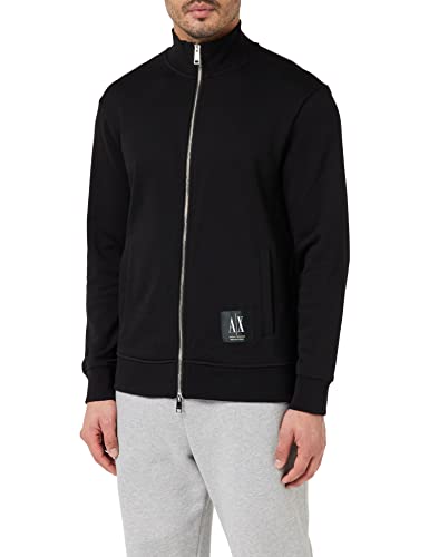 Armani Exchange Unisex Cotton Basic Mock Neck Zip Up Sweatshirt Cardigan Sweater, Schwarz, XS EU von Armani Exchange