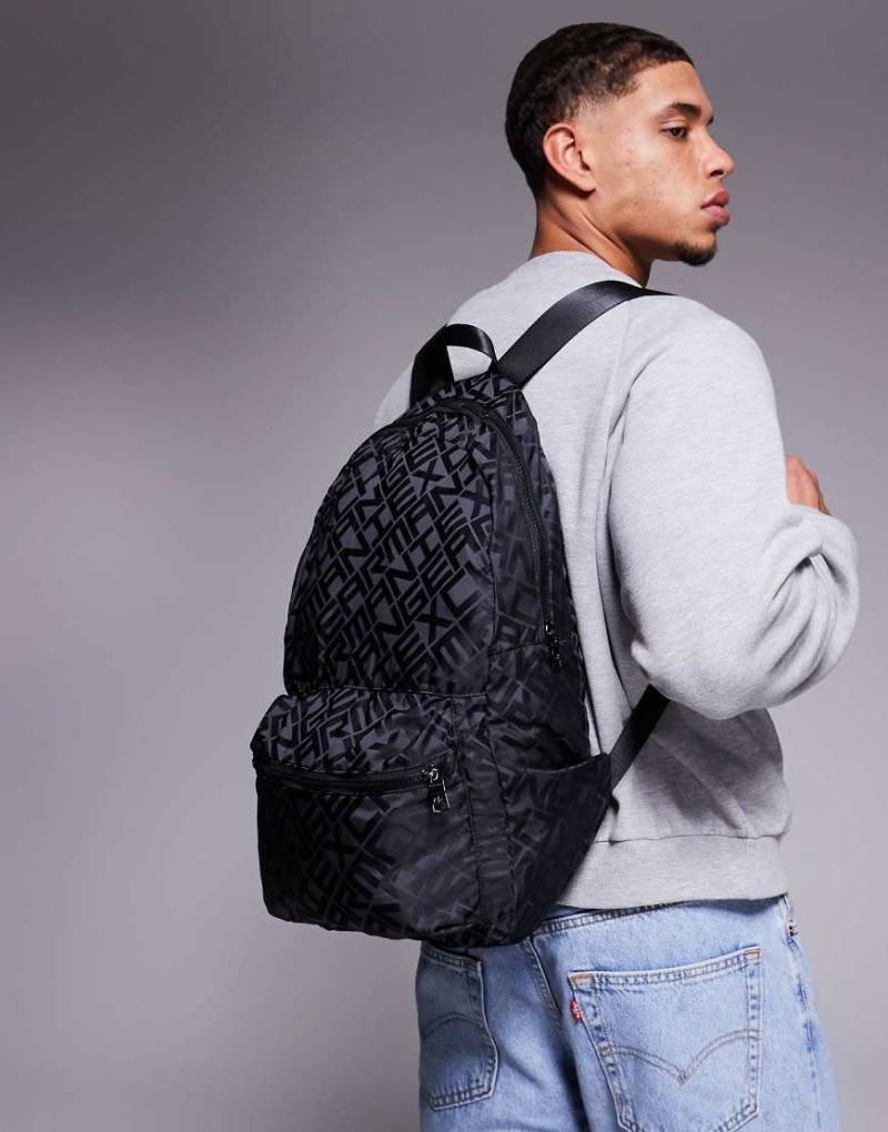 Armani Exchange - Verstaubarer 2-in-1-Rucksack in Schwarz mit All-over-Logoprint von Armani Exchange