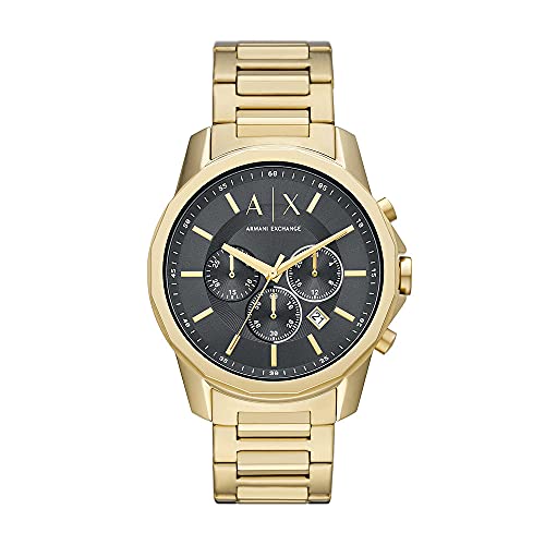 Armani Exchange Uhr für Herren , Chronographenwerk, 44mm Gold Edelstahlgehäuse mit Edelstahlarmband, AX1721 von Armani Exchange