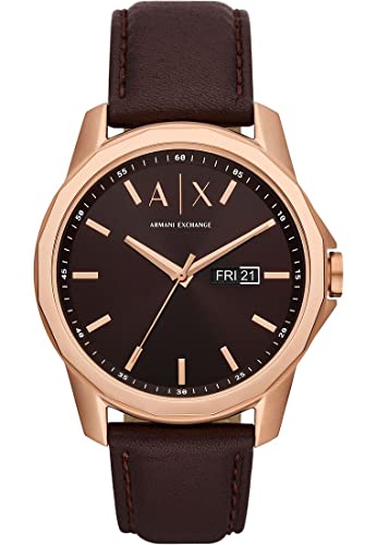 Armani Exchange Herrenuhr 3-Zeiger-Werk Wochentag Datum Edelstahl roségoldfarben, AX1740 von Armani Exchange