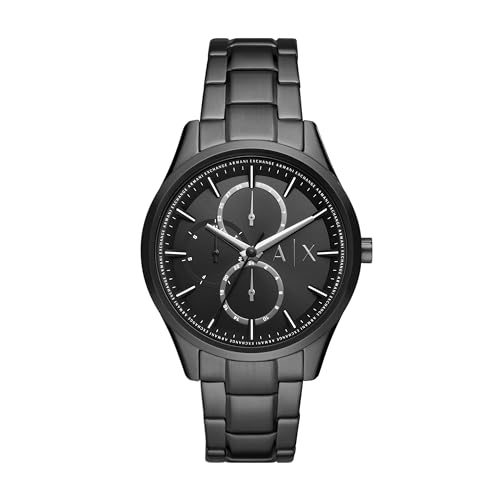 Armani Exchange Uhr für Herren, QuarzMultifunktionswerk, 42MM Schwarzes Edelstahlgehäuse mit Edelstahlarmband, AX1867 von Armani Exchange