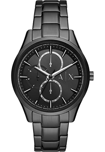 Armani Exchange Uhr für Herren, QuarzMultifunktionswerk, 42MM Schwarzes Edelstahlgehäuse mit Edelstahlarmband, AX1867 von Armani Exchange