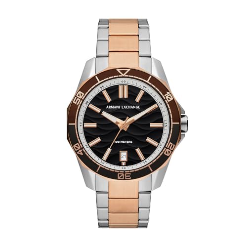 Armani Exchange Herrenuhr 3-Zeiger-Werk Datum Edelstahl zweifarbig, AX1962 von Armani Exchange