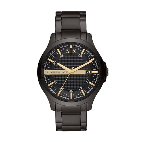 Armani Exchange Herrenuhr , DreizeigerDatumswerk, 46mm Schwarzes Edelstahlgehäuse mit Edelstahlarmband, AX2413 von Armani Exchange