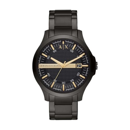 Armani Exchange Herrenuhr , DreizeigerDatumswerk, 46mm Schwarzes Edelstahlgehäuse mit Edelstahlarmband, AX2413 von Armani Exchange