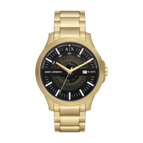 Armani Exchange Herrenuhr 3-Zeiger-Automatik-Quarzwerk Datum mindestens 50% recycelter Edelstahl goldfarben, AX2443 von Armani Exchange