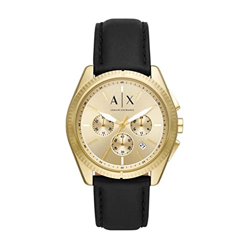 Armani Exchange Herrenuhr , Quarzwerk, 43MM Schwarzes Edelstahlgehäuse mit ProPlanet Lederarmband, AX2861 von Armani Exchange