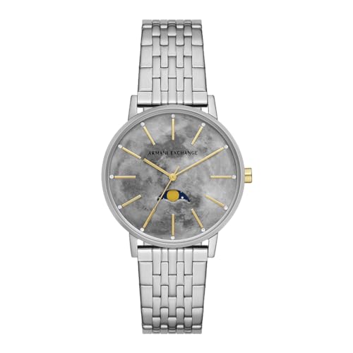 Armani Exchange Uhr für Damen , Quarz/Multi Uhrwerk, 36MM Silbernes Edelstahlgehäuse mit Edelstahlarmband, AX5585 von Armani Exchange