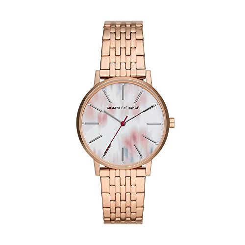 Armani Exchange Uhr für Damen , QuarzDreizeigerwerk, 36MM Rose Gold Edelstahlgehäuse mit einem Edelstahlarmband, AX5589 von Armani Exchange