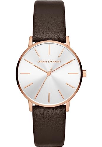 Armani Exchange Damenuhr quarz/3 Zeiger Uhrwerk 36mm Gehäusegröße mit einem Lederarmband AX5592 von Armani Exchange