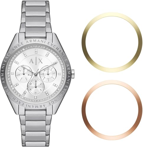 Armani Exchange Damenuhr Multifunktionswerk mindestens 50 % recycelter Edelstahl, AX7142SET von Armani Exchange
