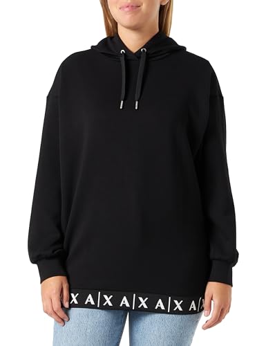 Armani Exchange We Beat as one M61 Women's Super Soft, Side Splits, Hem Logo, hoodieHooded SweatshirtBlackLarge von Armani Exchange