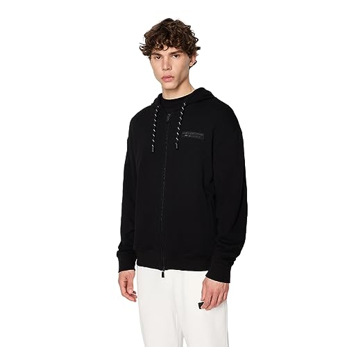 Armani Exchange We Beat as one MHE Men's Cross Gender, Zipper, Side Logo Patch, Hooded Hooded SweatshirtBlackSmall von Armani Exchange