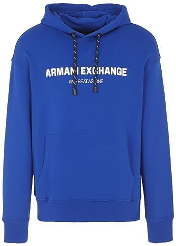 Armani Exchange We Beat as one MHF Men's Cross Gender, Long Sleeves, Comfy Fit,Hooded Hooded SweatshirtBlueLarge von Armani Exchange