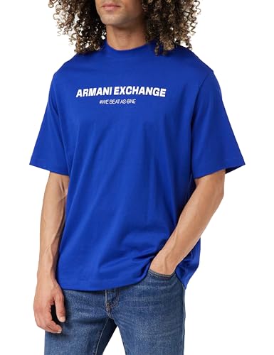 Armani Exchange We Beat as one MHMMen's Sustainable, Short Sleeves, Printed Logo, Cross genderT-Shirt New Ultramarine Small von Armani Exchange