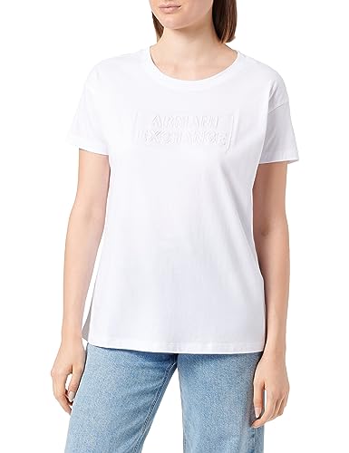 Armani Exchange We Beat as one T26Women's Sustainable, Embossed Logo, Boyfriend FitT-ShirtWhiteLarge von Armani Exchange