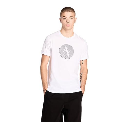 Armani Exchange We Beat as one TAGMen's Round Logo, Slim Fit, Short Sleeves, pima cottonT-ShirtWhiteSmall von Armani Exchange