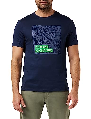 Armani Exchange We Beat as one TAHMen's Regular Fit, Pima Cotton, Milan Map, Printed Logo BoxT-Shirt Navy MI Extra Large von Armani Exchange