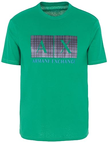 Armani Exchange We Beat as one THAMen's Logo Box on Front, Regular Fit, Round NeckT-ShirtGreenLarge von Armani Exchange