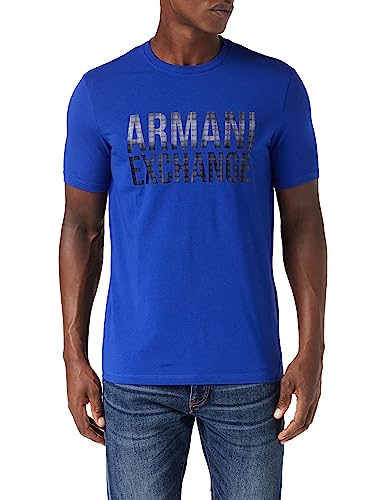 Armani Exchange We Beat as one THCMen's Slim Fit, Round Neck, Printed Logo, Stretch cottonT-Shirt New Ultramarine Medium von Armani Exchange