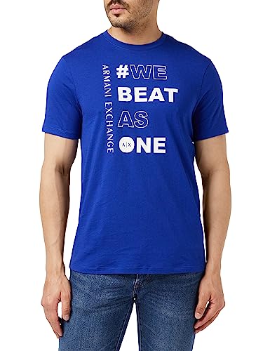 Armani Exchange We Beat as one THDMen's Cross Gender, Sustainable, Logo PayoffT-Shirt New Ultramarine Extra Large von Armani Exchange