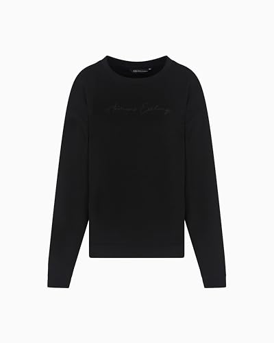 Armani Exchange Women's, Essential, Embroidered Logo Signature, Crewneck Sweatshirt, Black, XS von Armani Exchange