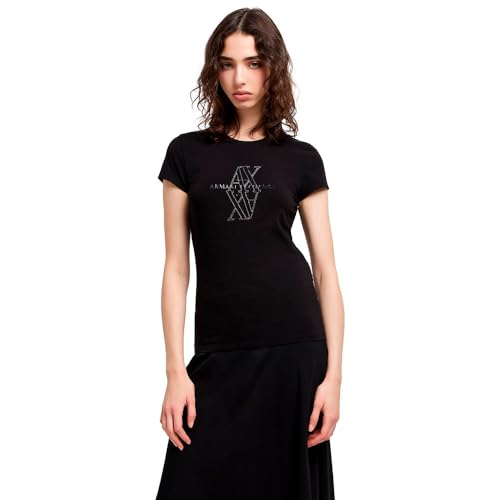 Armani Exchange Women's Arte Sella, Embroidered and Printed Logo,Slim Fit,Black,S von Armani Exchange