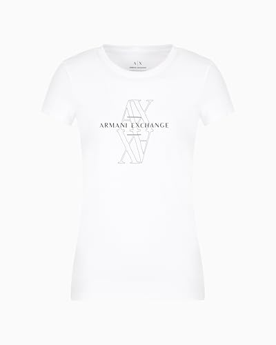 Armani Exchange Women's Arte Sella, Embroidered and Printed Logo,Slim Fit,White,XS von Armani Exchange