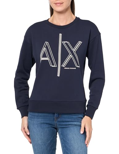 Armani Exchange Women's Ax Outline Logo Print Crew Neck Sweatshirt, Blueberry, 46 von Armani Exchange