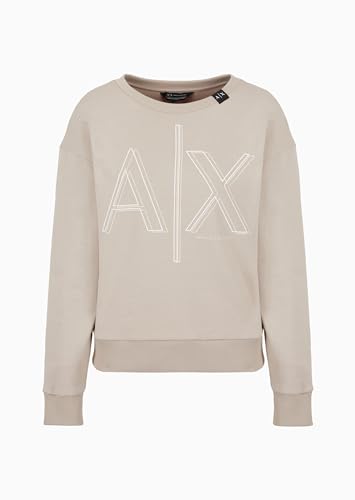 Armani Exchange Women's Ax Outline Logo Print Crew Neck Sweatshirt, Off Road, XL von Armani Exchange