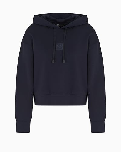 Armani Exchange Women's Blue Edition, Sustainable, Patch Logo Hooded Sweatshirt, Navy, 36 von Armani Exchange